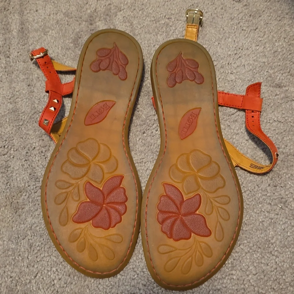 Born Adana Studded Leather Sandals orange Summer Flip Flops Studs - Picture 6 of 7